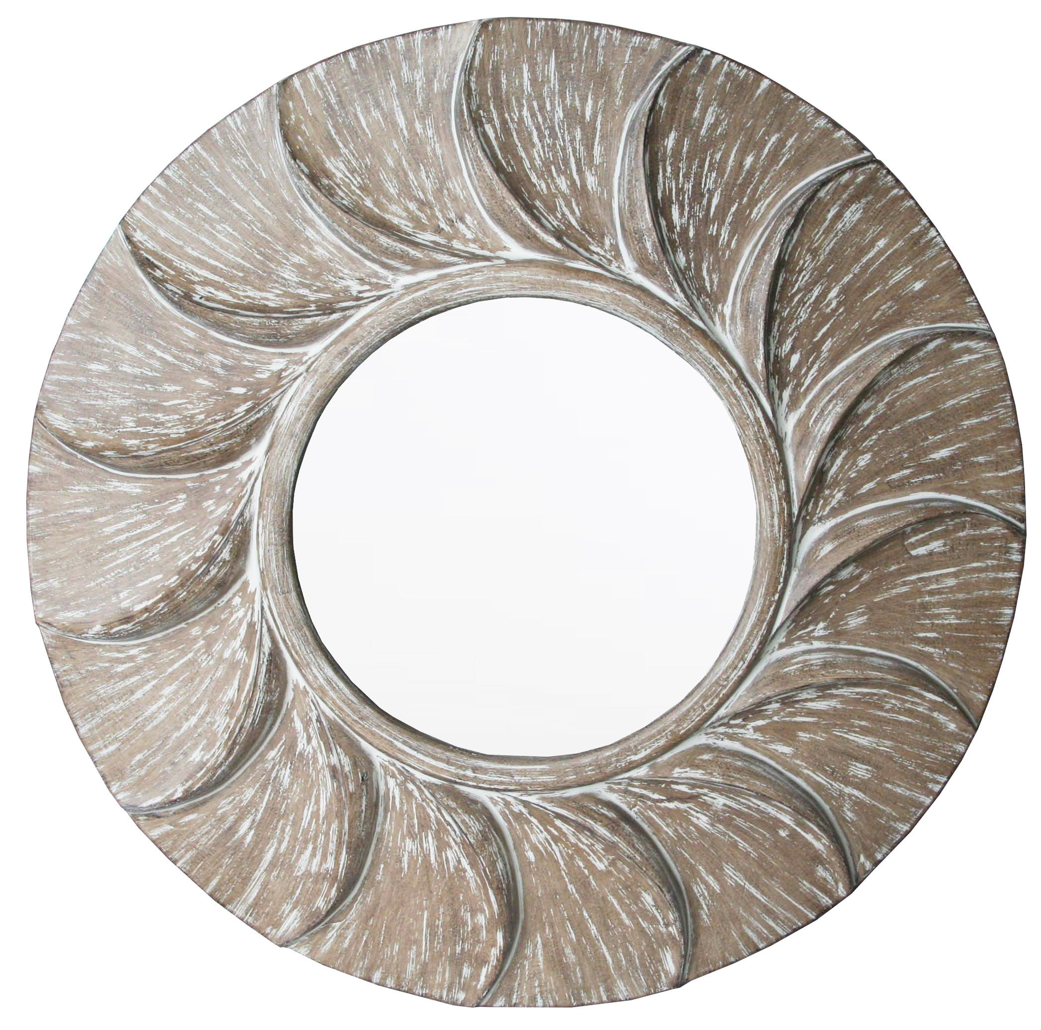 ZS017AW Wall décor art mirror weathered natural classic ornate round